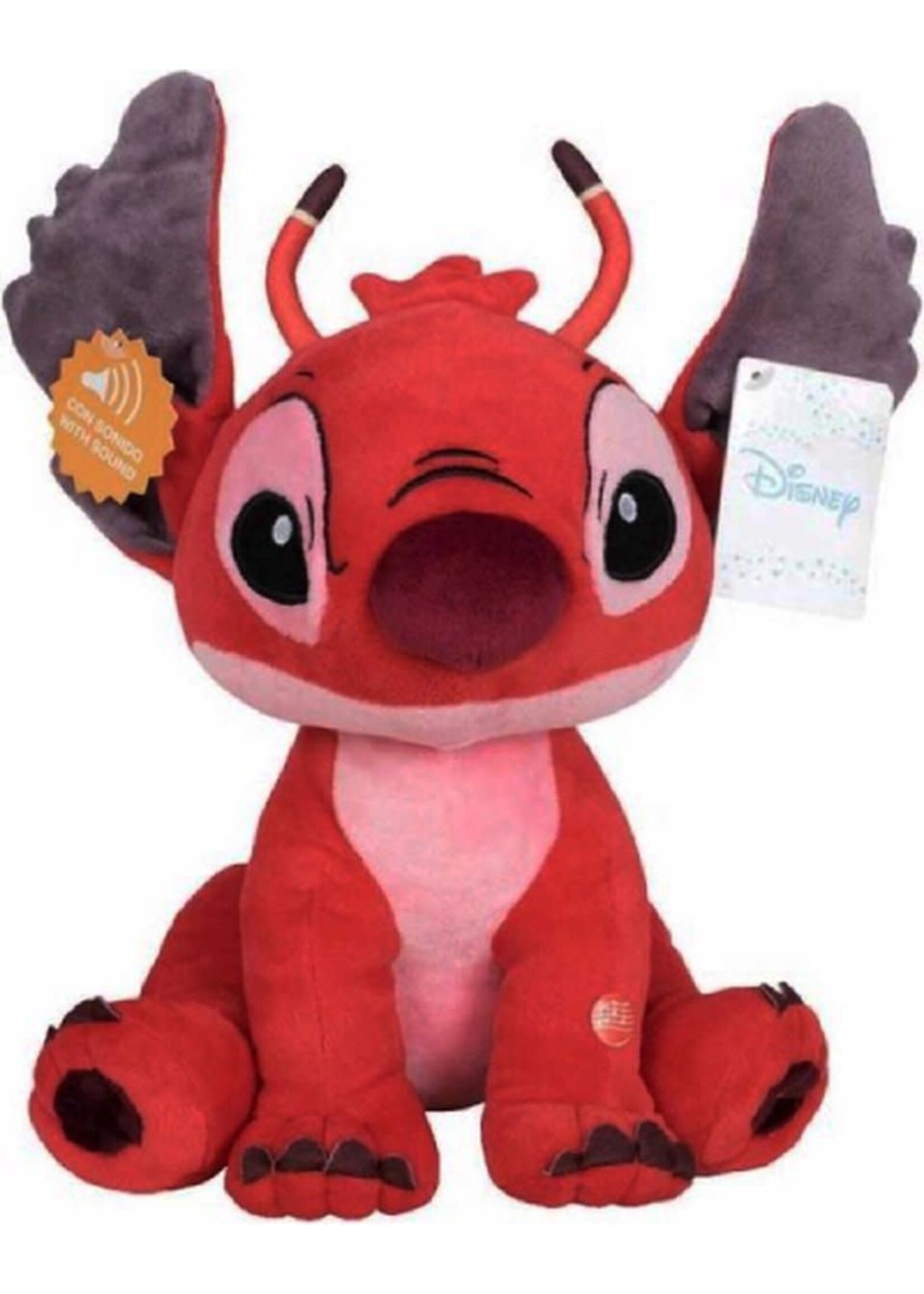 Disney Disney Lilo & Stitch Leroy Pluche Knuffel (Rood) + Geluid 30 cm