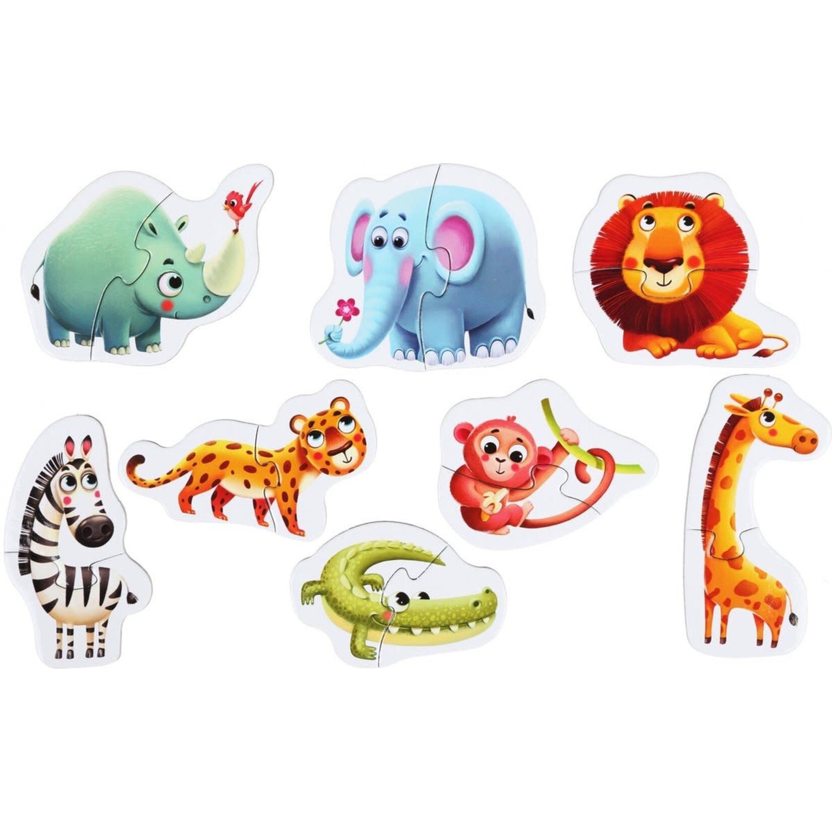 Cubika Puzzlika Puzzel - Afrikaanse Dieren - 8x 2 stukjes