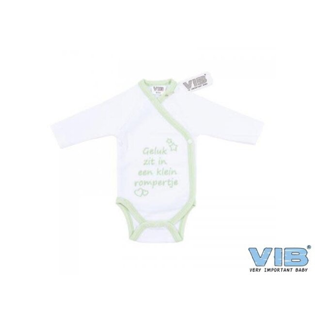 VIB VIB ROMPER GELUK ZIT IN EEN KLEIN ROMPERTJE WIT-MINT