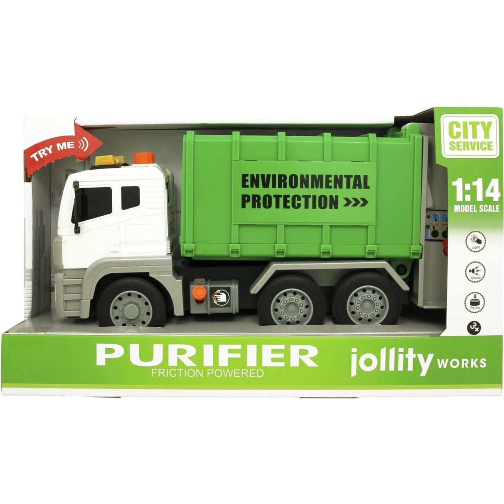 jollyPlay Vuilniswagen -  geluid - licht - 1:14