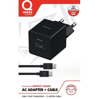 Qware Qware Gaming Power Adapter USB-C USB-A + kabel