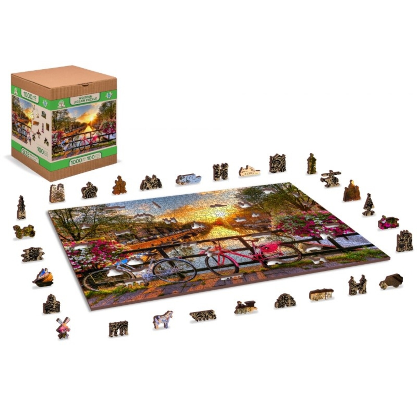Wooden City Houten Legpuzzel Fietsen in Amsterdam 1010 st