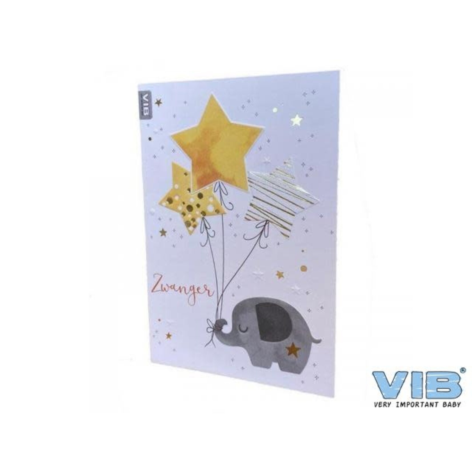VIB WENSKAART FOLIE/EMBOSSING 'ZWANGER' OLIFANTJE