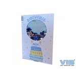 VIB WENSKAART SCHUDBAAR MET PAILLETEN BABY SHOWER BOY BLAUW