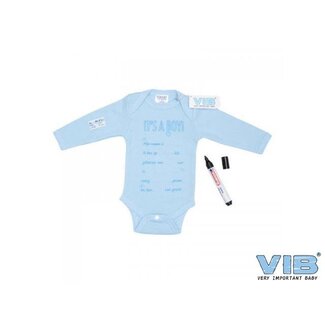 VIB ROMPER IT'S A BOY BLAUW (IN TE VULLEN MET TEXTIELMARKER)