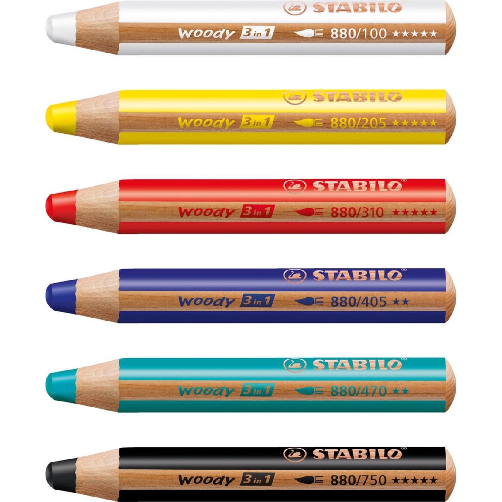 Stabilo Stabilo: Kleurpotlood "Woody 3 in 1" XXL, set van 6 stuks + slijper