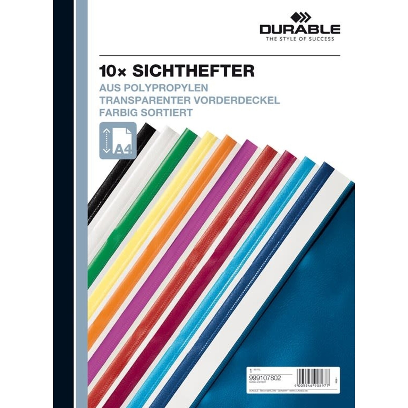 Durable Durable: Snelhechtmap A4, set van 10 stuks - Assorti