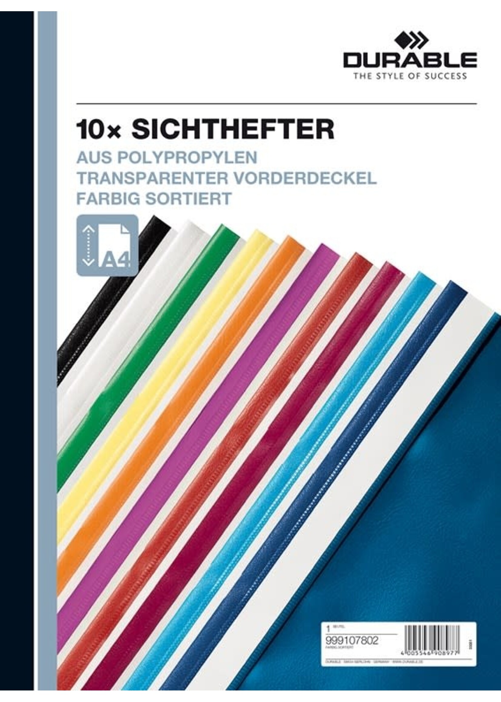 Durable Durable: Snelhechtmap A4, set van 10 stuks - Assorti