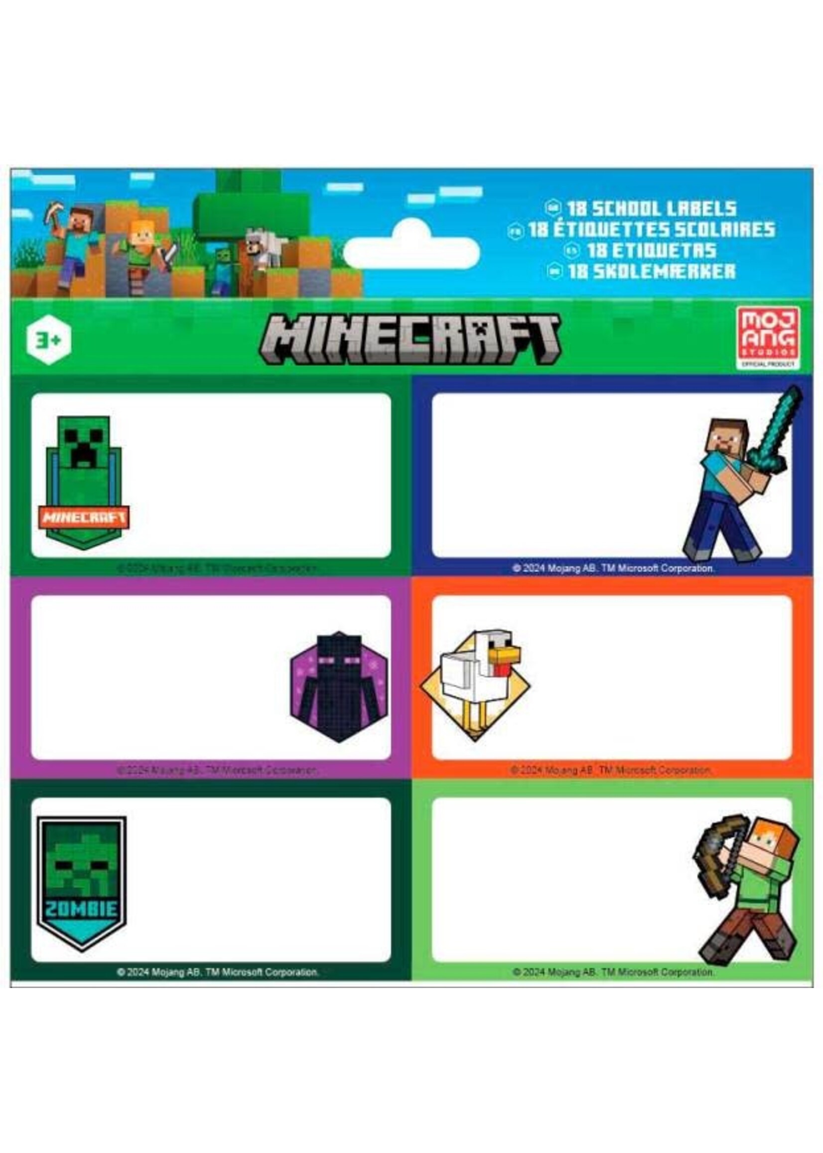 Minecraft Minecraft: Zelfklevende schooletiketten (3 vel)