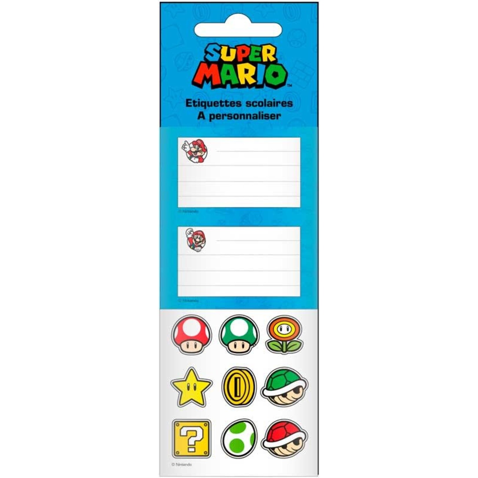 Super Mario Super Mario: Zelfklevende schooletiketten (1 vel)
