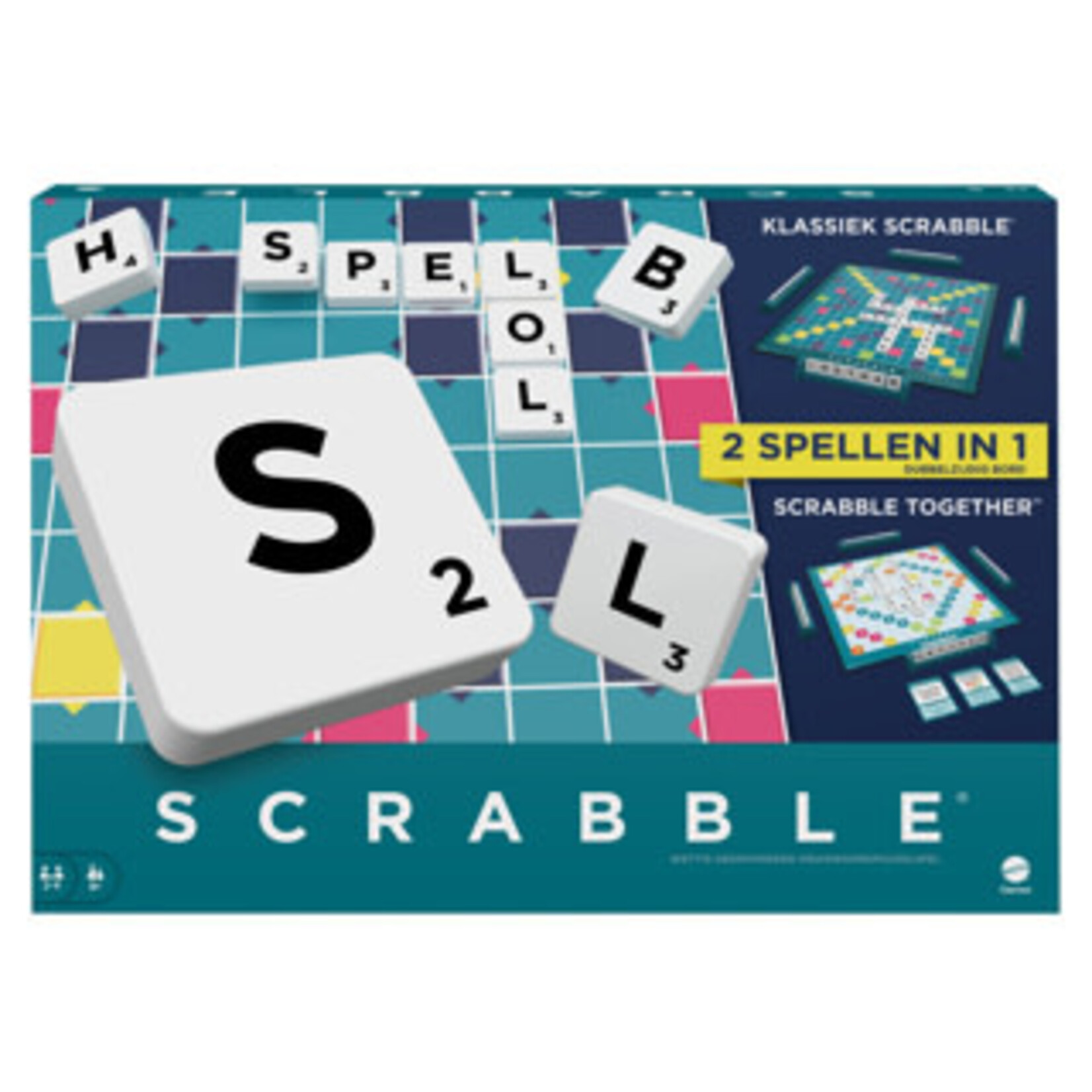 mattel SCRABBLE ORIGINAL BORDSPEL- TWEE SPELLEN IN 1