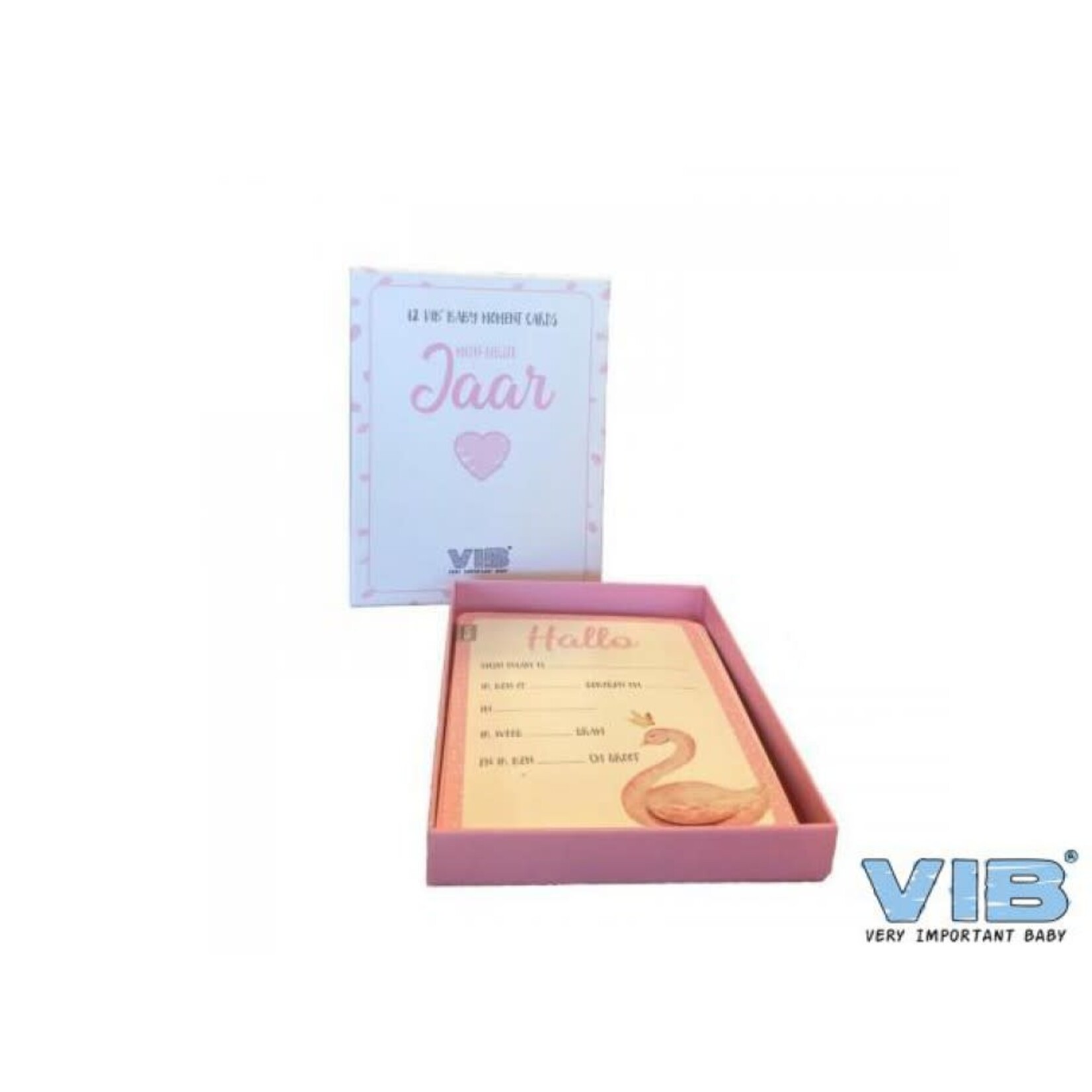 VIB BOX MET 12 VIB® BABY MOMENTS CARDS 'MIJN EERSTE JAAR' GIRL