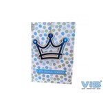 VIB WENSKAART MET HOUTEN HANGER KROONTJE 'EEN PRINSJE GEBOREN' BLAUW
