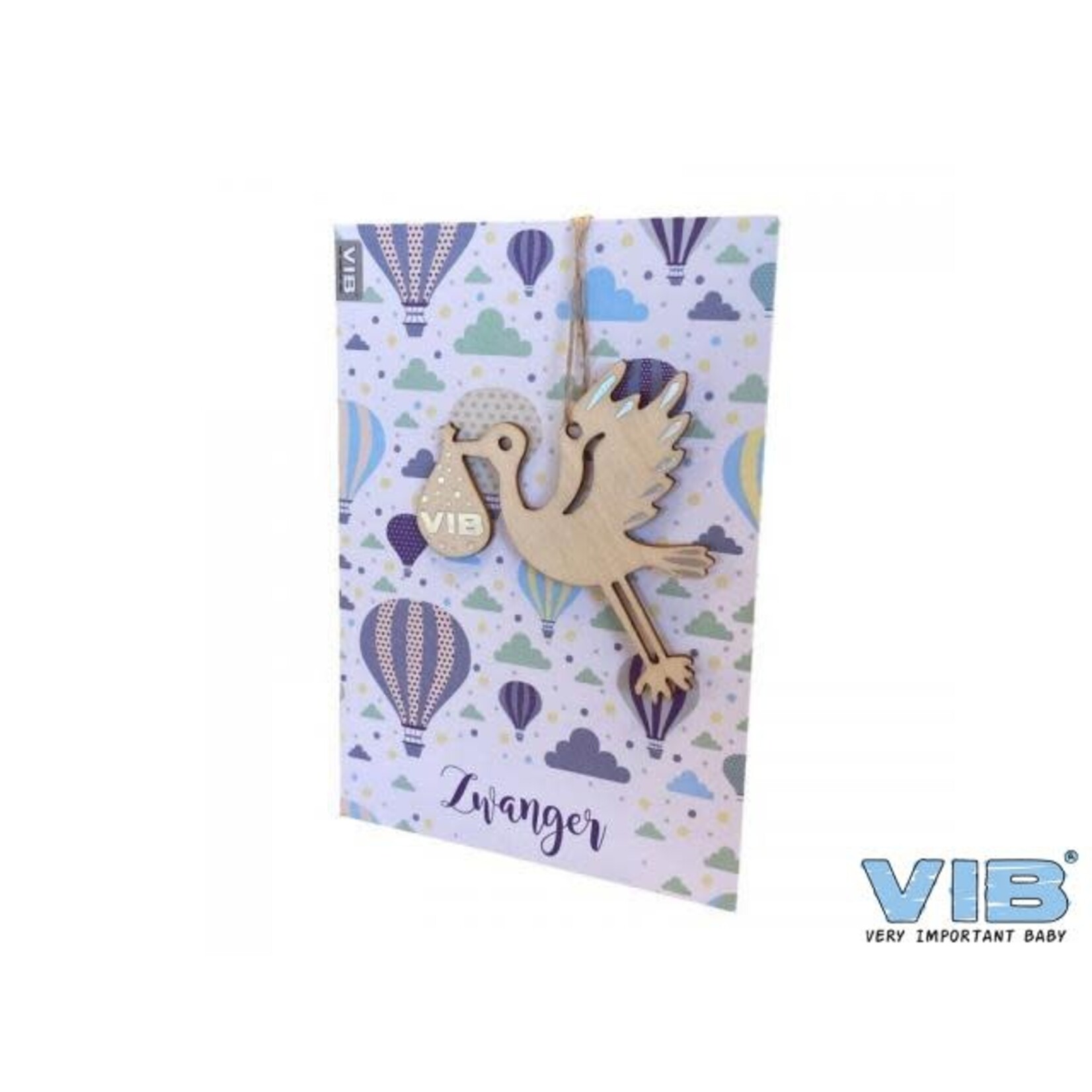 VIB WENSKAART MET HOUTEN HANGER OOIEVAAR 'ZWANGER'