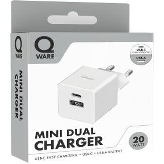 Qware Qware Mini Dual Charger (USB-C/A) with PowerDelivery - White