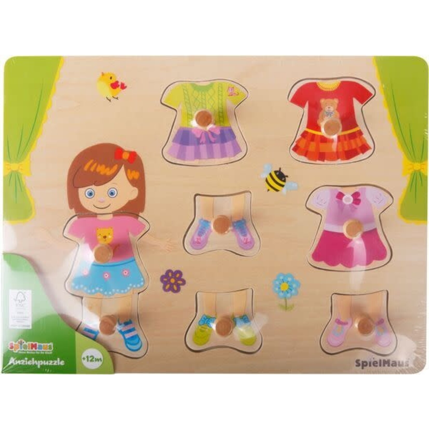 Spielmaus SpielMaus houten aankleedpuzzel meisje en jongen, 5 stukjes, assorti