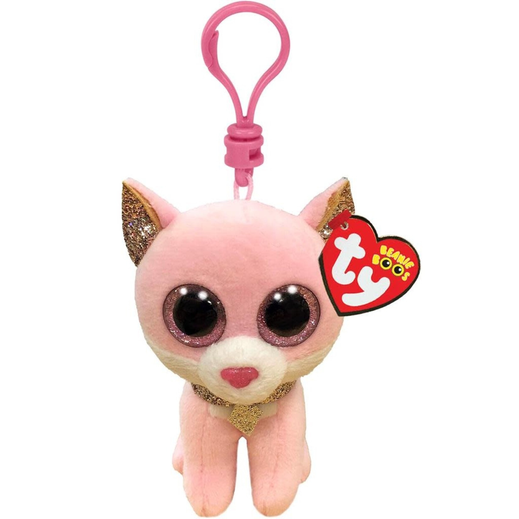 Ty Ty Beanie Boo Clip Fiona Pink Cat 7cm