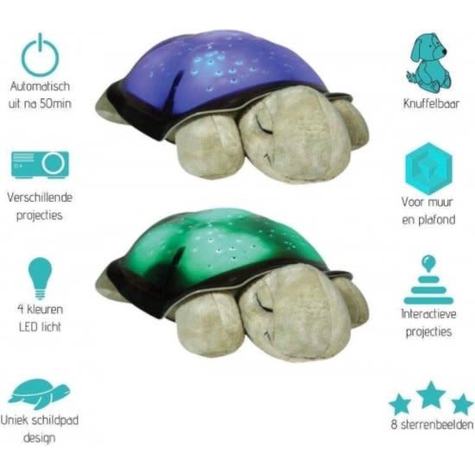 Bundera Projectorlamp Sterrenhemel Turtle Nachtlampje voor Kinderen Blauw
