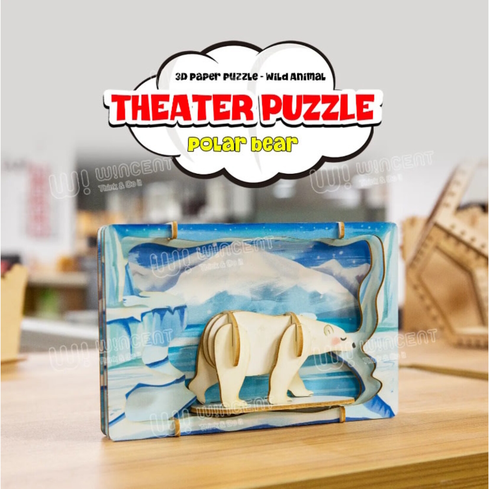 Ugears DIY 3D Theater Puzzle Polar Bear