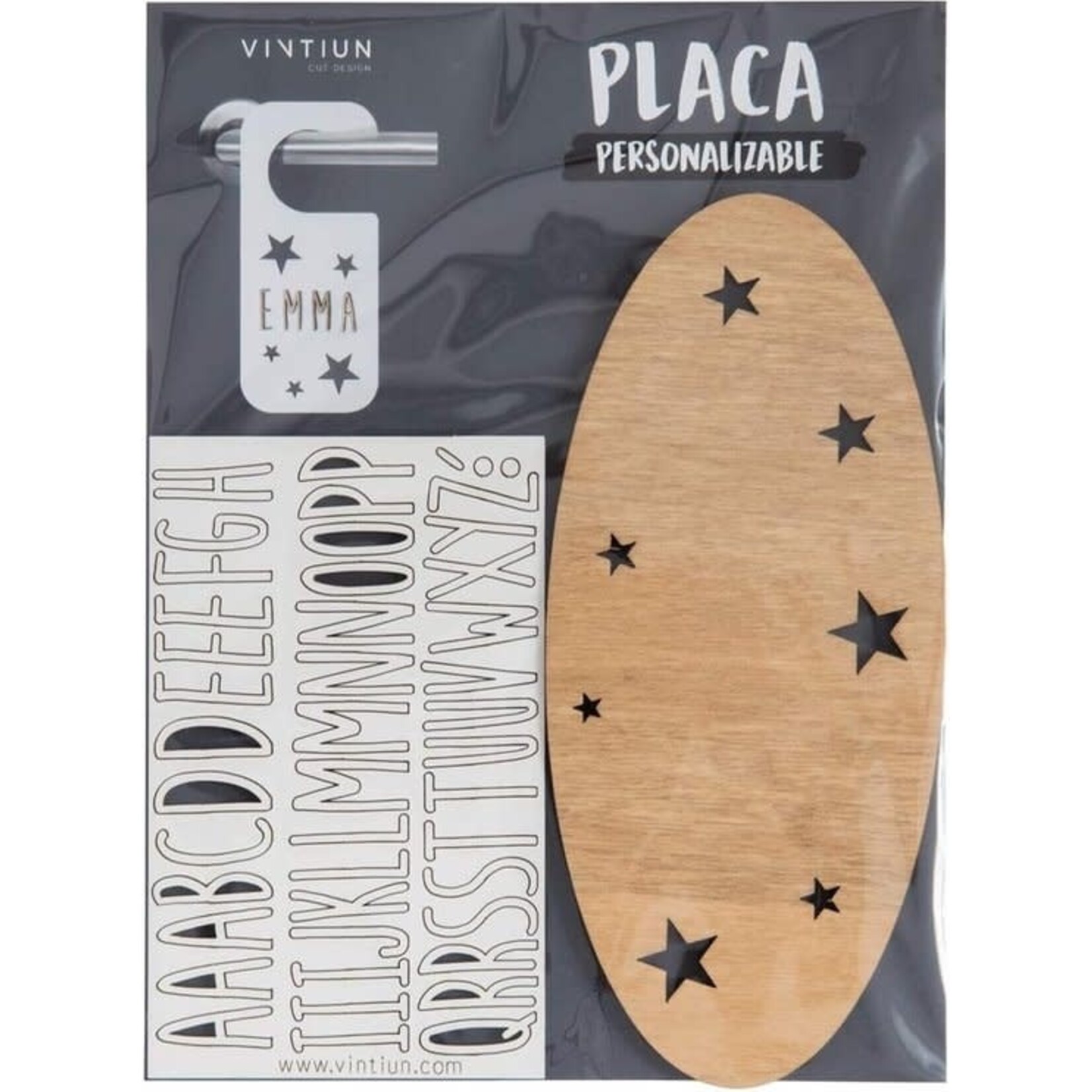 Vintiun Display Vintiun Deurbordje - te personaliseren met naam - sterren