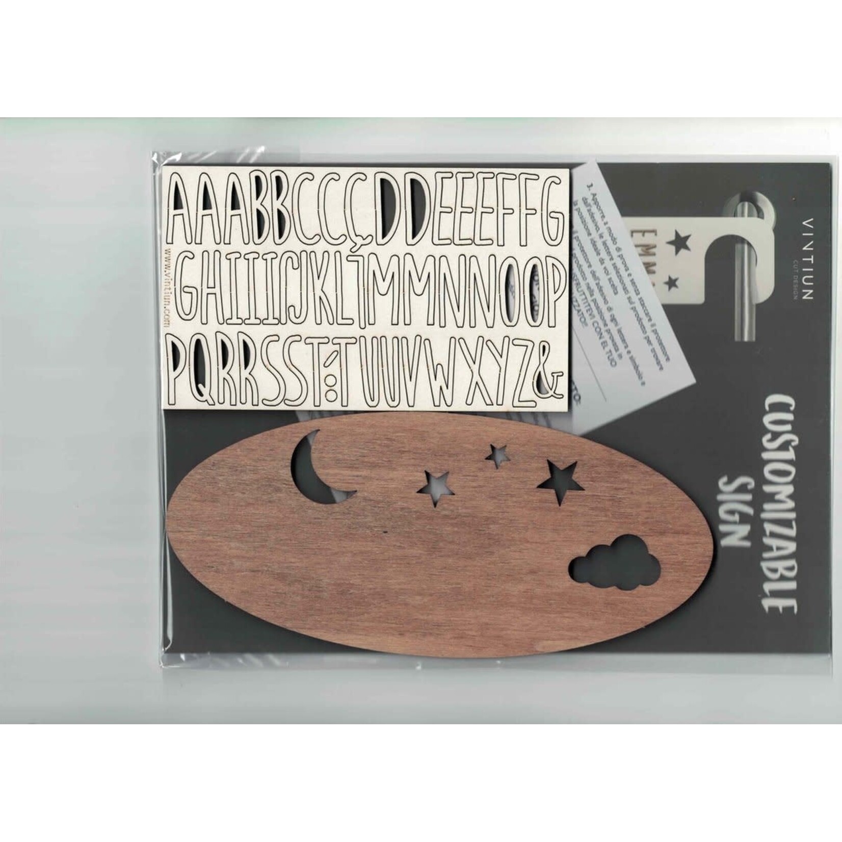 Vintiun Display Vintiun Deurbordje - te personaliseren met naam ovaal - maan -sterren