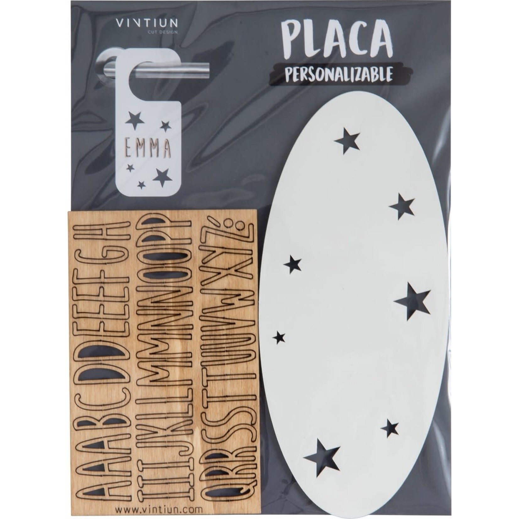 Vintiun Display Vintiun Deurbordje - te personaliseren met naam - sterren