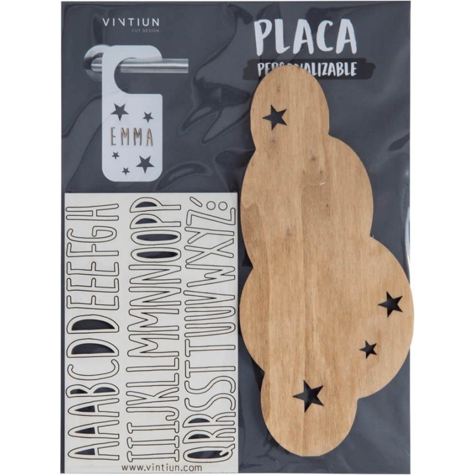 Vintiun Display Vintiun Deurbordje - te personaliseren met naam - wolk met sterren