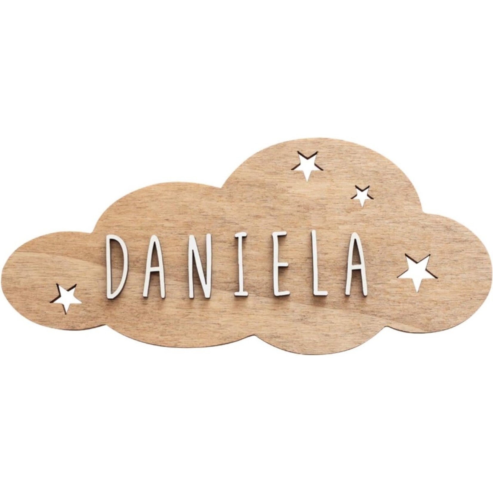 Vintiun Display Vintiun Deurbordje - te personaliseren met naam - wolk met sterren