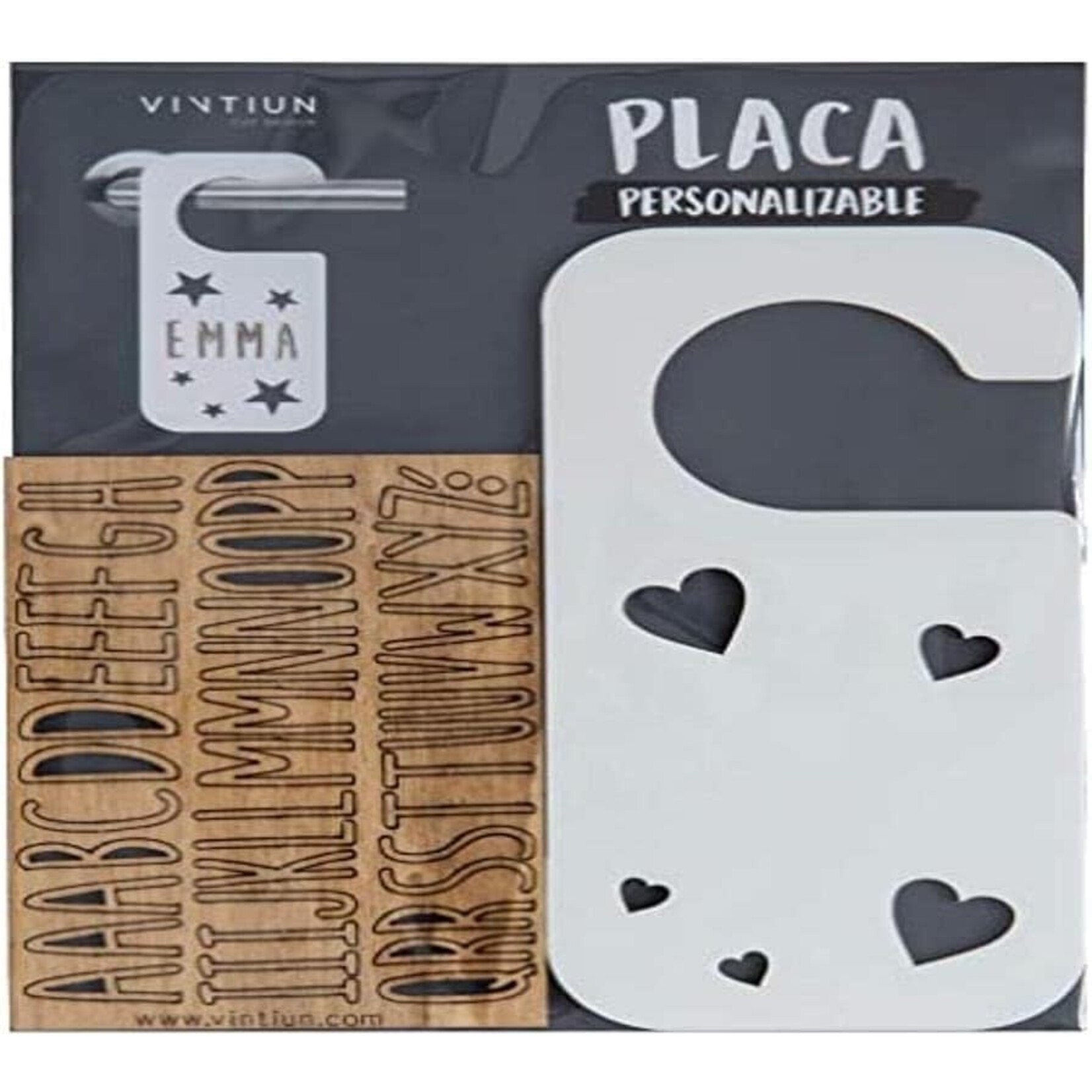 Vintiun Display Vintiun Deurbordje - te personaliseren met naam - hartjes wit