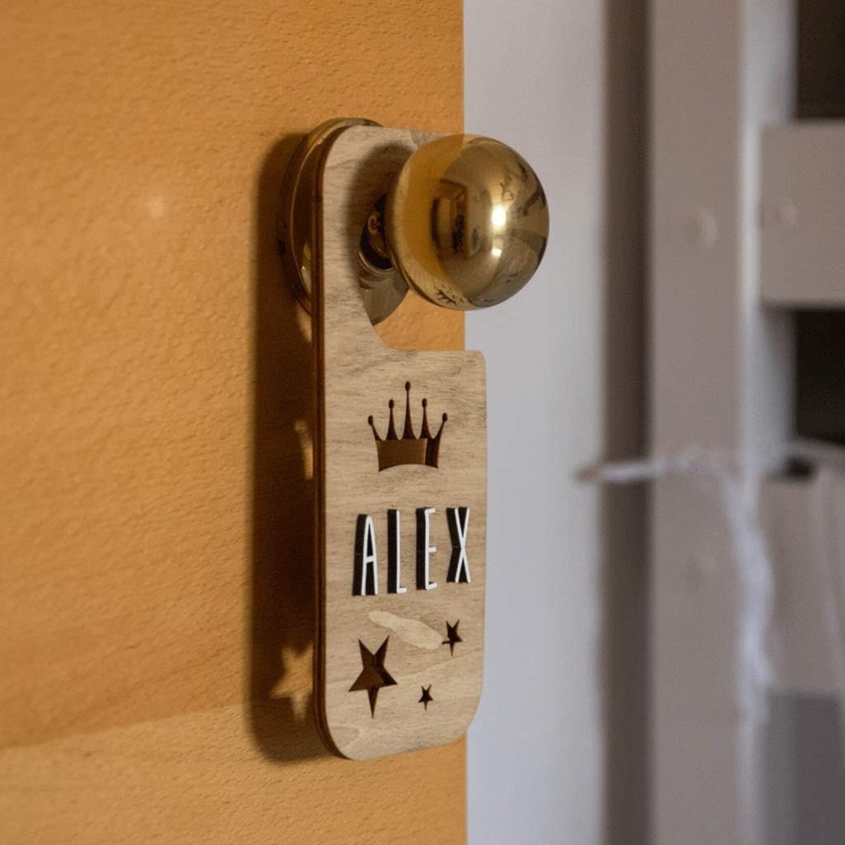 Vintiun Display Vintiun Deurbordje - te personaliseren met naam - sterren-kroontje  hanger