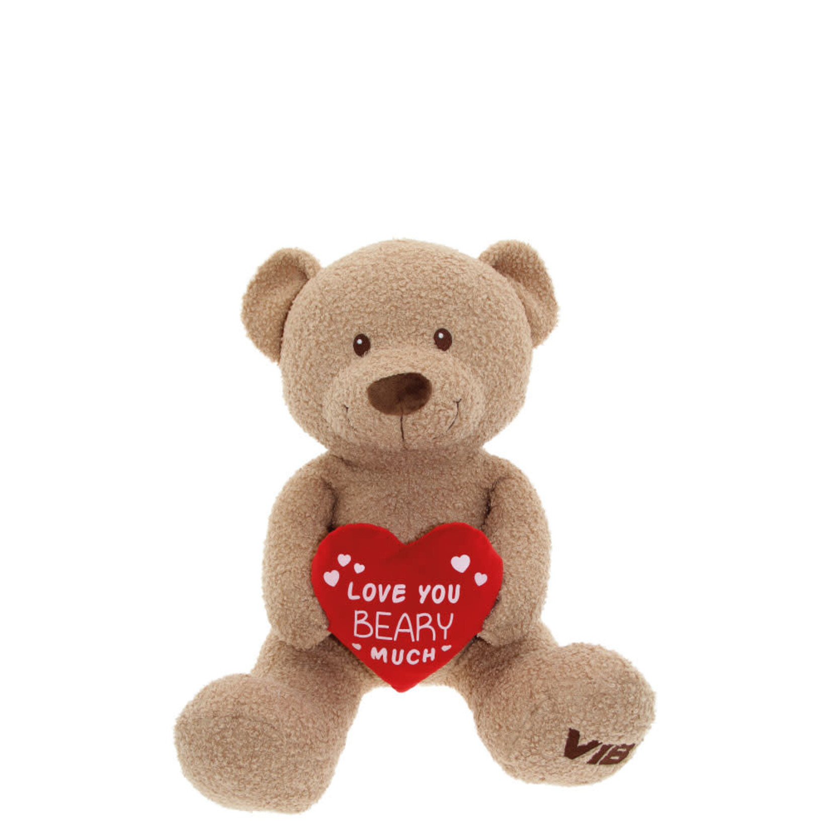 VIB VIB PLUCHE BEER ZITTEND MET HART 35CM TEDDY ‘LOVE YOU BEARY MUCH’ BEIGE