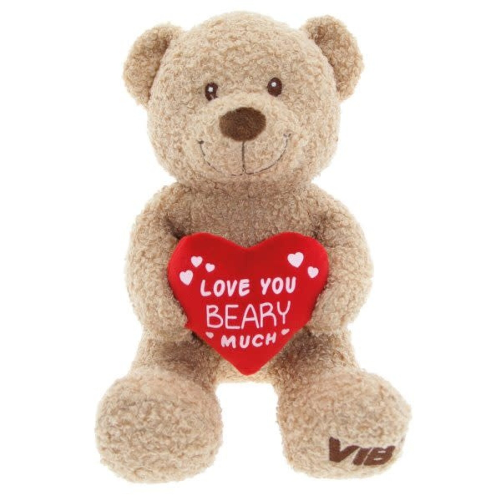 VIB VIB PLUCHE BEER ZITTEND MET HART 60CM TEDDY ‘LOVE YOU BEARY MUCH’ BEIGE