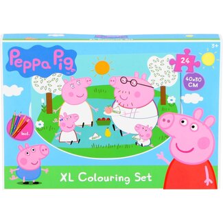 Peppa Peppa Big  - XL Puzzel - Kleur je eigen puzzel - inclusief 4 potloden