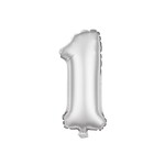 Vedes Folieballon nummer 1 zilver 100cm