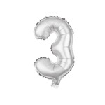Vedes Folieballon Nummer 3 zilver 100cm