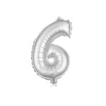 Vedes Folieballon nummer 6 zilver 100cm