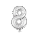 Vedes Folieballon nummer 8 zilver 100cm