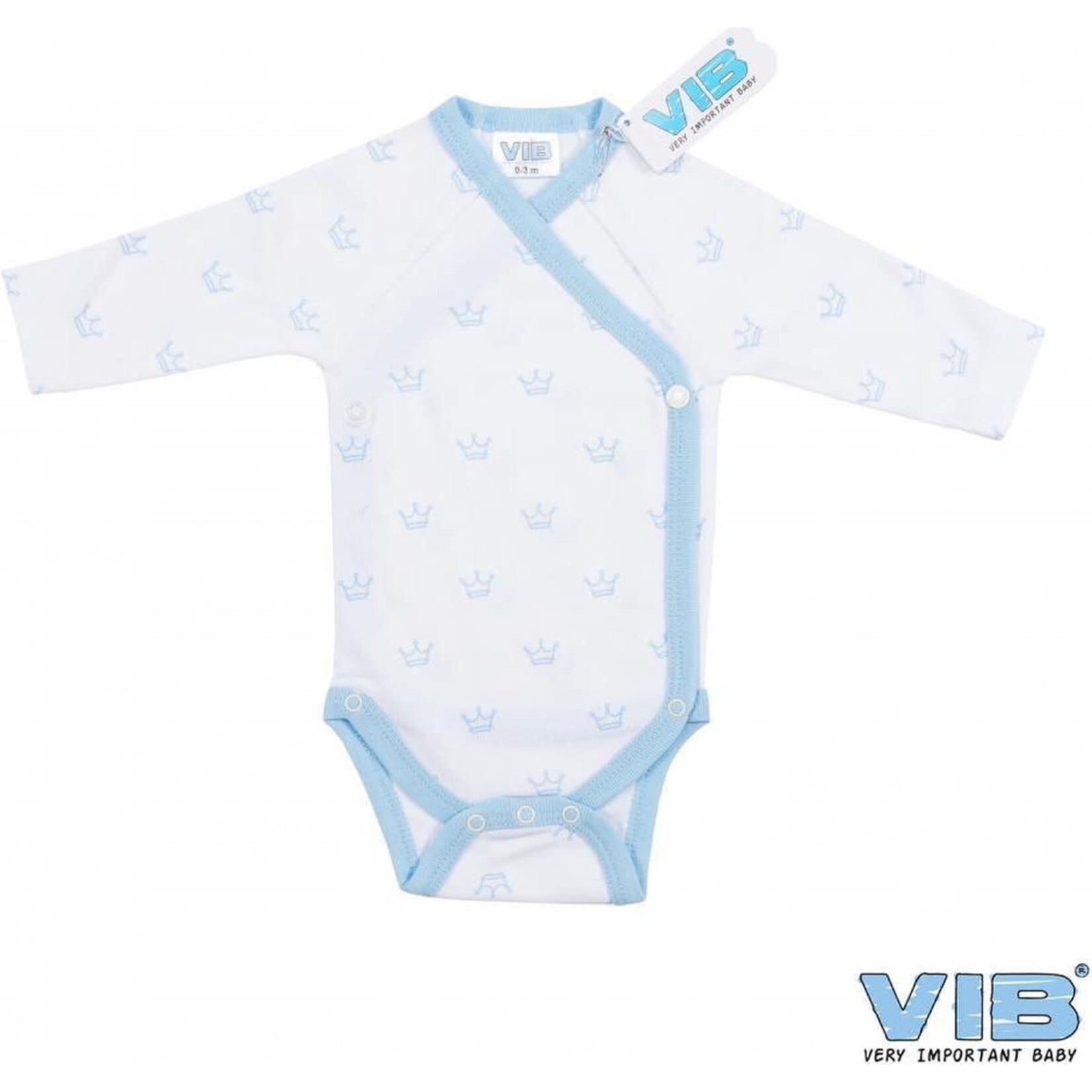 VIB Romper All Over Print Kroontje Wit-Blauw