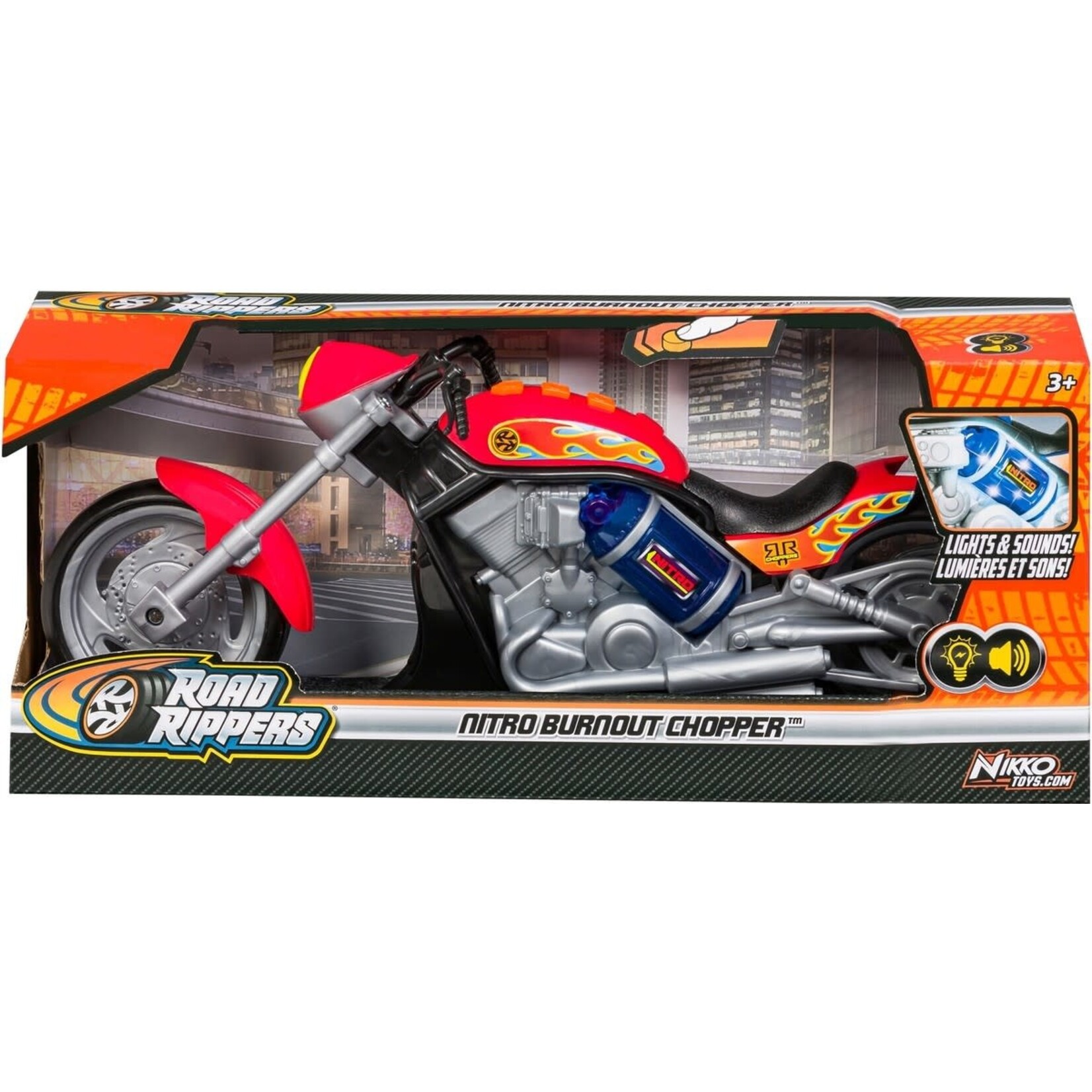 Nikko Nikko Road Rippers Nitro Burnout Chopper: Red Flames