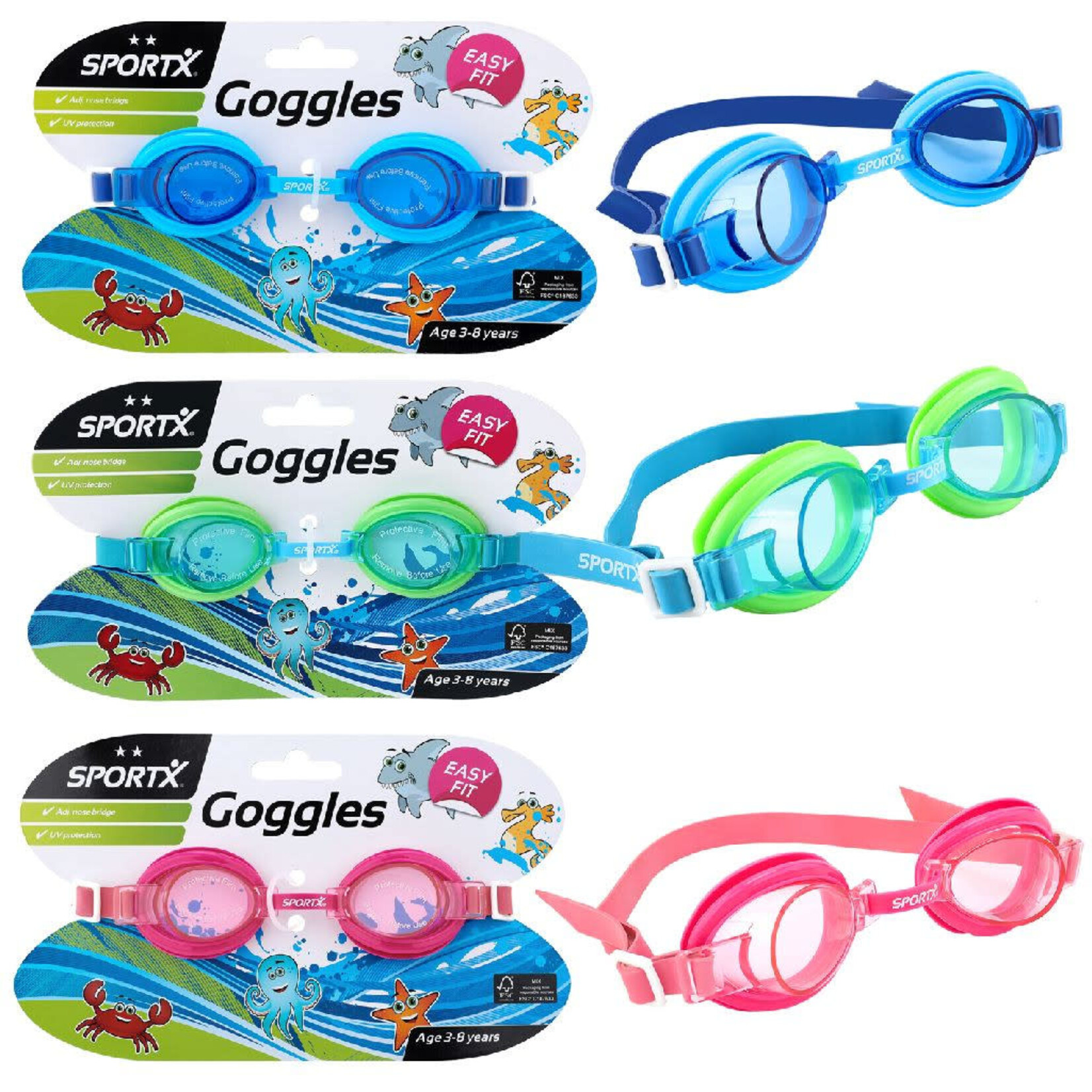 SportX SportX Kids Chloorbril ** 3 Ass. FSC