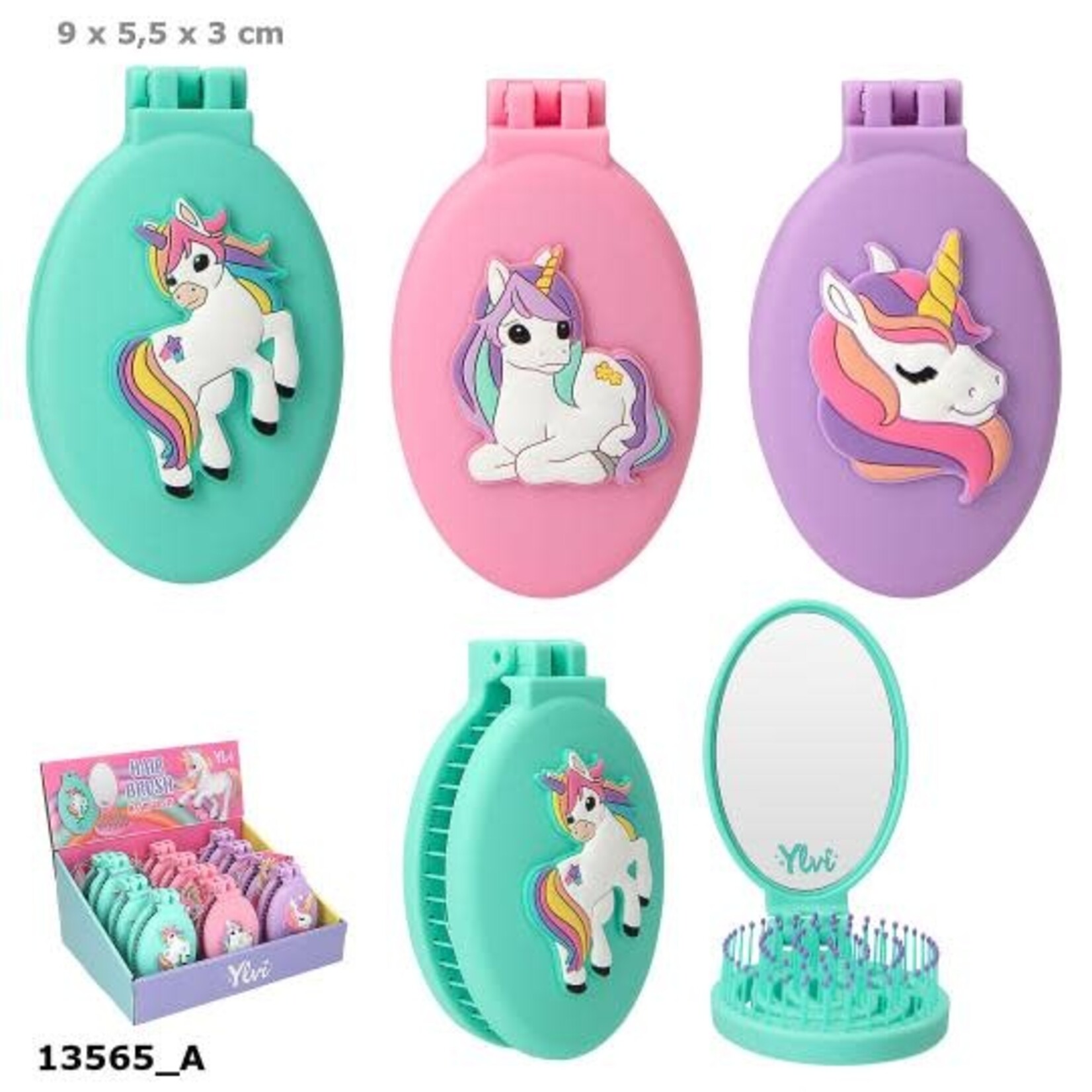 Ylvi Ylvi Opvouwbare Haarborstel met Eenhoorn