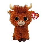 Ty Ty Beanie Boo Alfie Highland Cow Brown 15cm