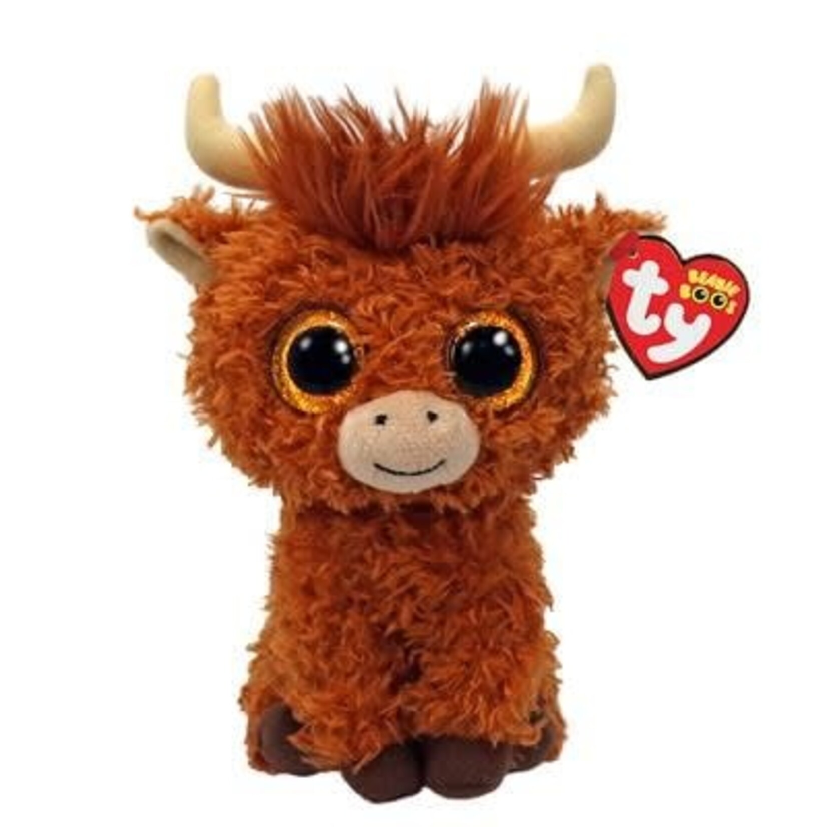Ty Ty Beanie Boo Alfie Highland Cow Brown 15cm
