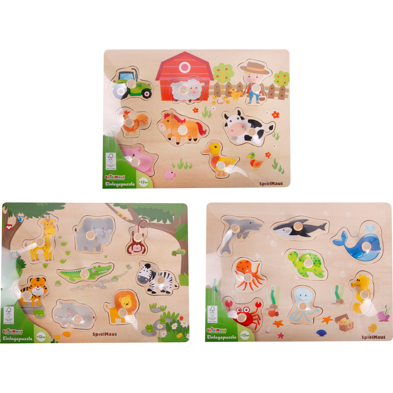 Spielmaus SpielMaus Houten Inleg Puzzel 7-10 stukjes (per stuk)