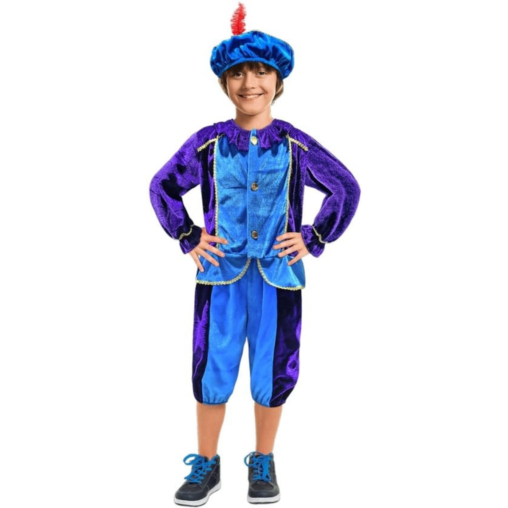 Geen Merk Pietenpak met muts blauw paars 4-6 jaar