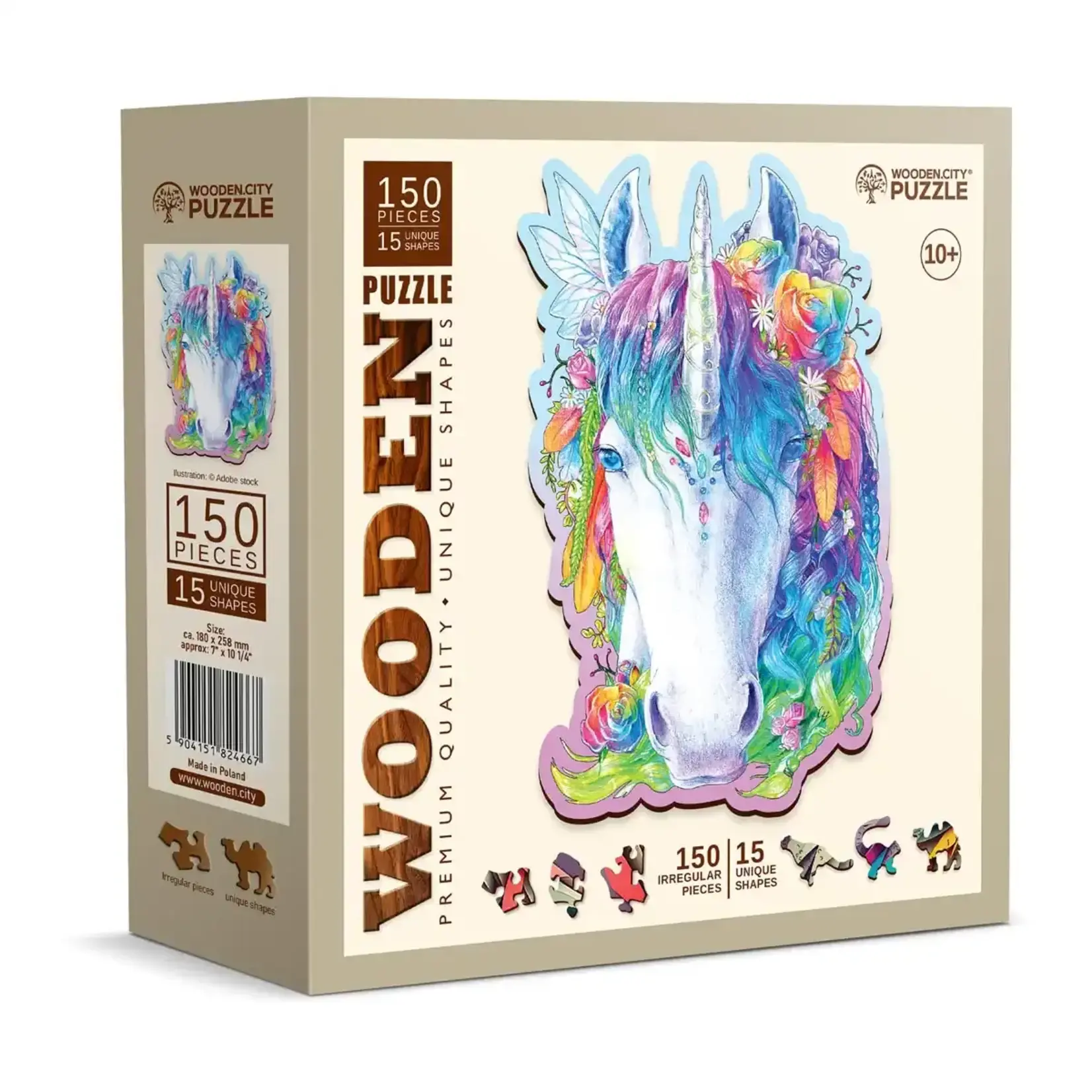 Wooden City Houten Legpuzzel Stylish unicorn 150 pcs