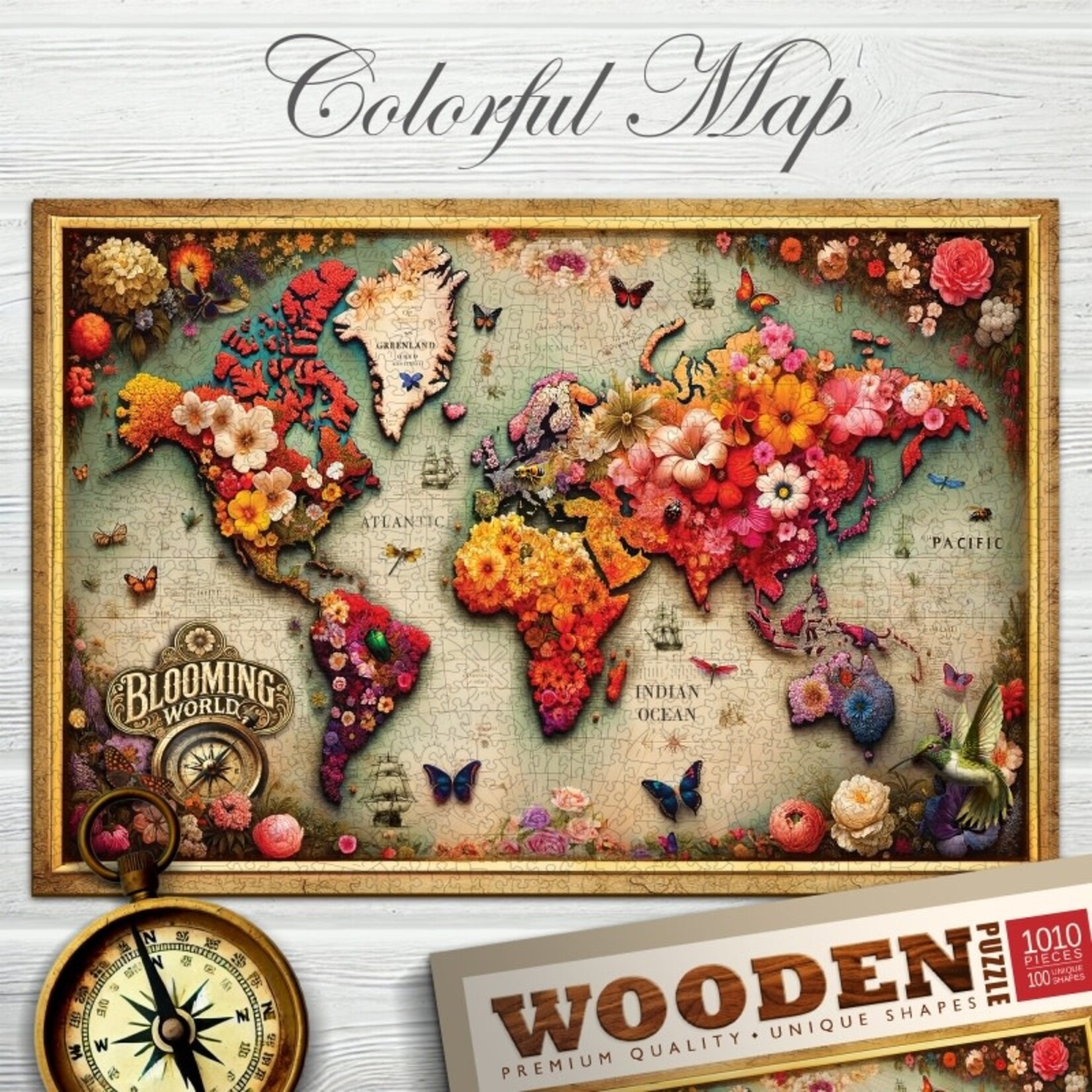 Wooden City Houten Legpuzzel NEW Colorful Map 1010 pcs