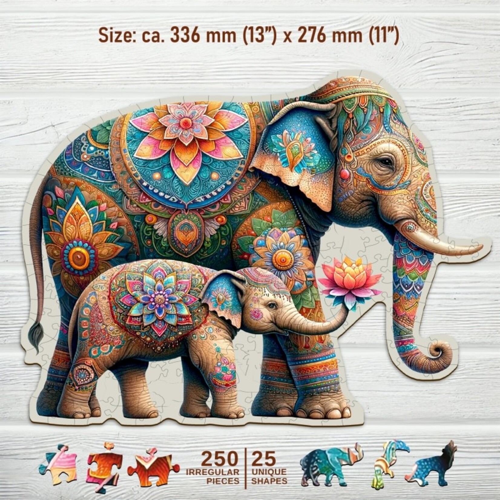 Wooden City Houten Legpuzzel NEW Fancy Elephants 250 pcs