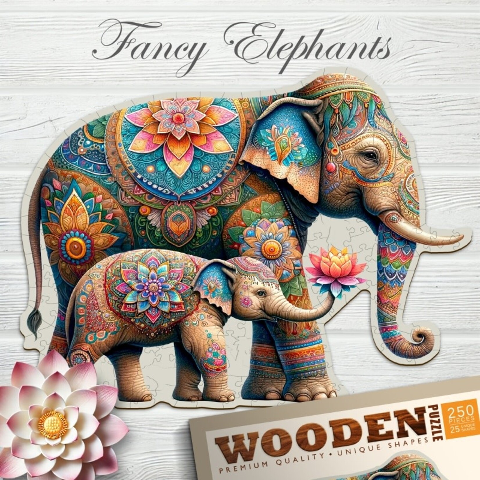 Wooden City Houten Legpuzzel NEW Fancy Elephants 250 pcs