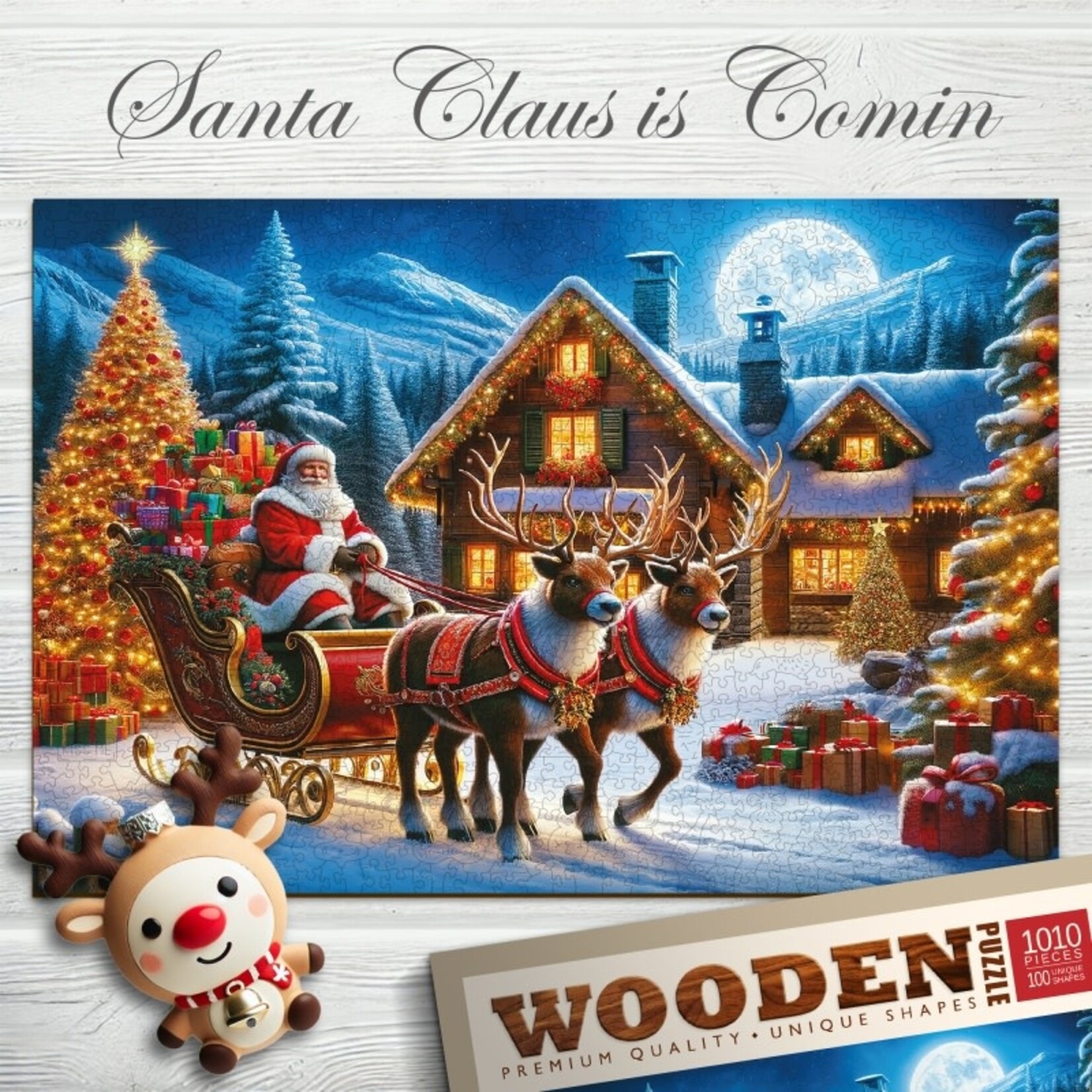 Wooden City Houten Legpuzzel NEW Santa is coming 1010 pcs